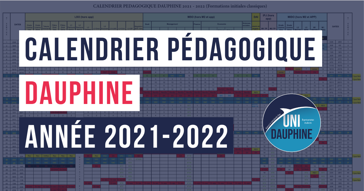 Calendrier Pédagogique Dauphine 2023 2024 Calendrier Pédagogique Dauphine 2021-2022 | Uni Dauphine